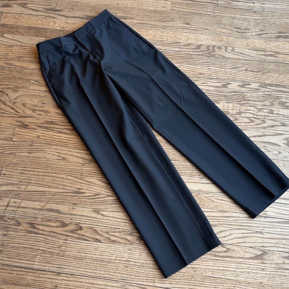 Banana republic DROPPED STRAIGHT HIGH-RISE SCULPTED TROUSER Black 2P EUC - Picture 3 of 9
